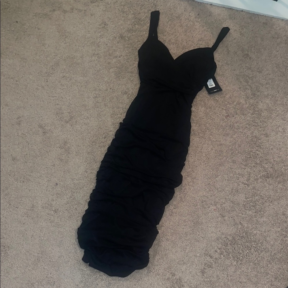 Elegant Black Ruched Dress